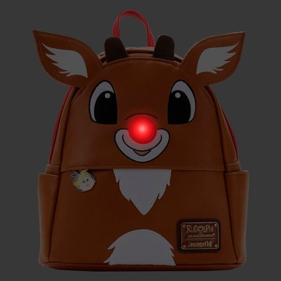 Exclusive Loungefly Rudolph the Red-Nosed Reindeer Light Up Backpack - Picture 2 of 10